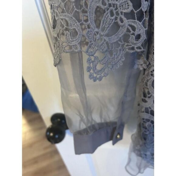 Lace Gray Blouse L Custom Made. - Picture 4 of 8